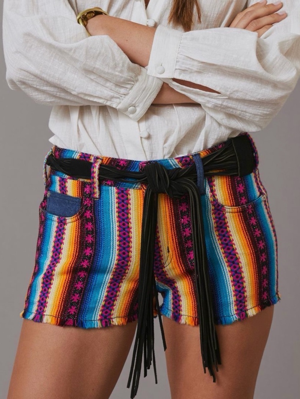 NWT new 27 Anthropologie Pilcro surf shorts Multicolor fabric Baja rainbow